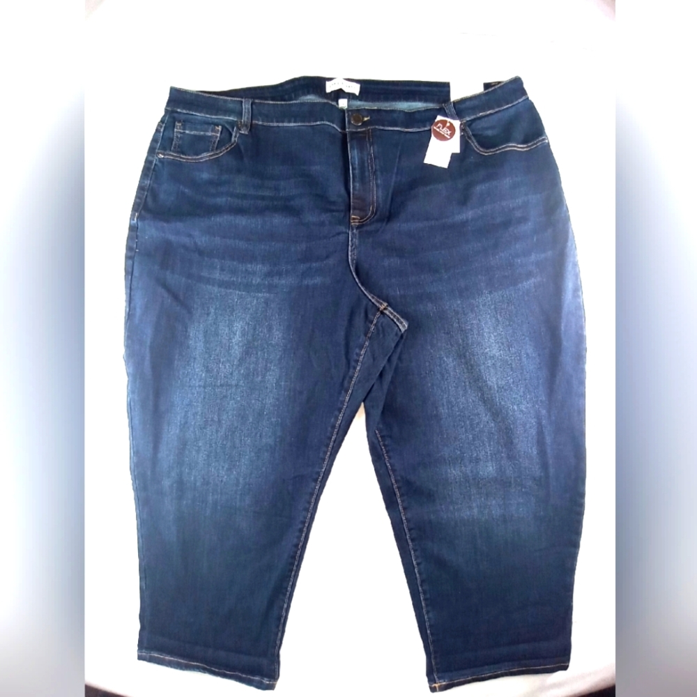 Lane Bryant Boyfriend Capri Jeans midrise blue flew waist women's size 24